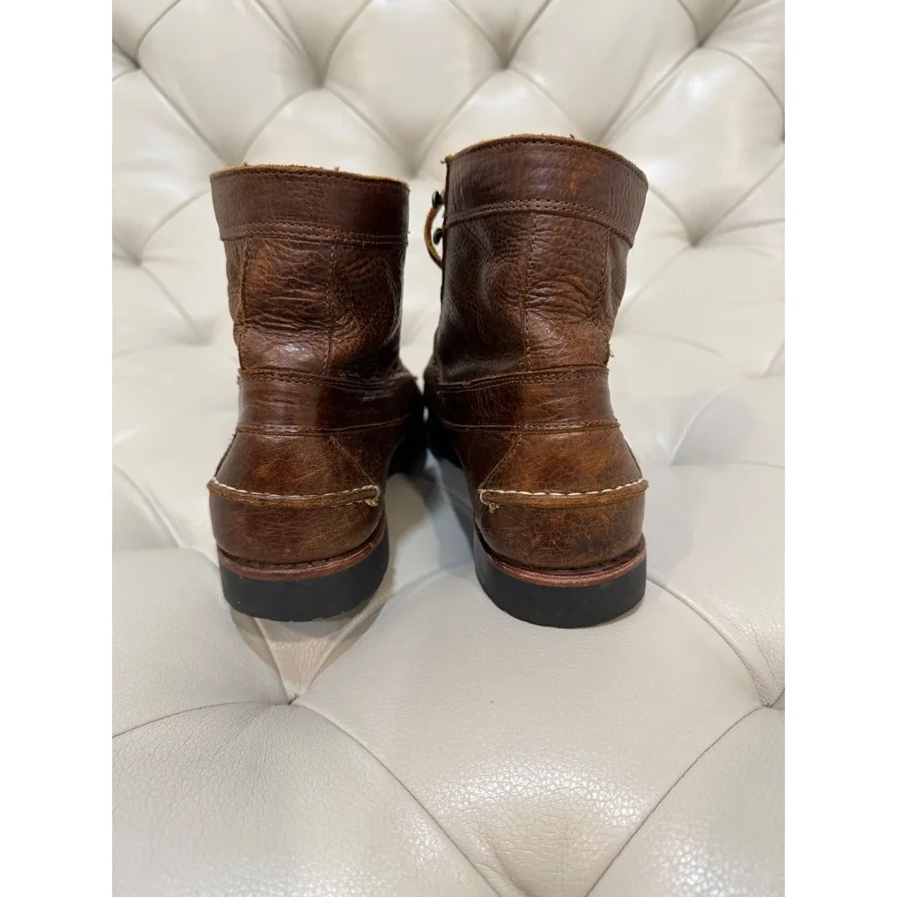 Allen Edmonds Yuma Brown Bison Leather Moc Toe Boots Mens 9 B Vibram 00269-2